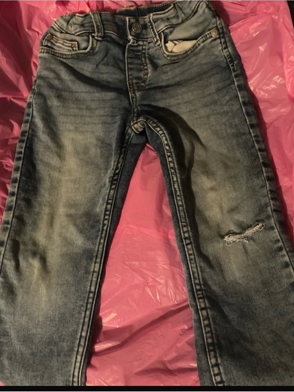Kids' Washed Blue Stretch Denim Jeans